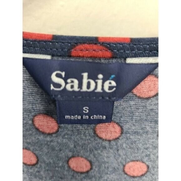 Sabie Womens Midi Dress Small Navy Red Polka Dot Uneven Ruffle Long Sleeve Fairy - Picture 6 of 9